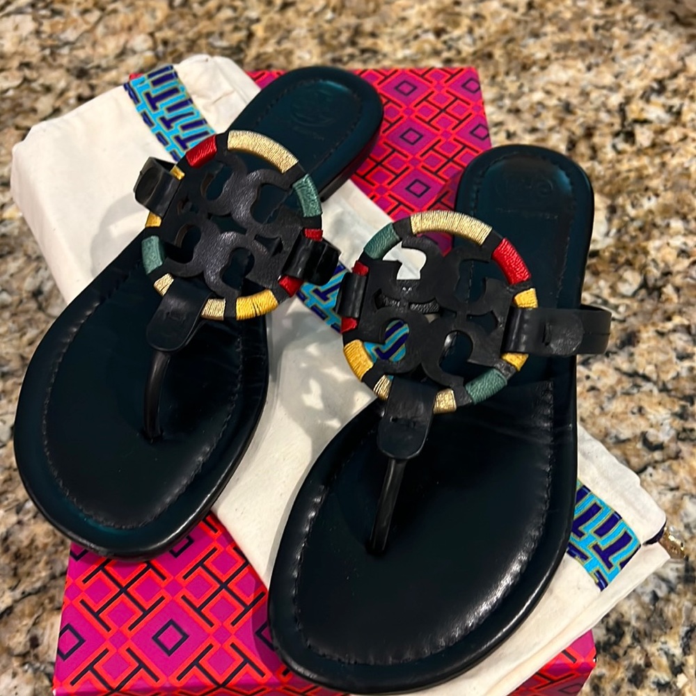 Tory Burch Miller Embroidered sandal size 8